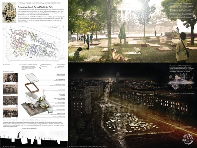 公園中一面美國家庭畫像墻