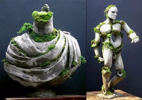 超有創意，是雕塑還是花盆？