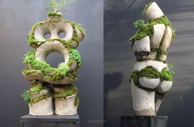 超有創意，是雕塑還是花盆？