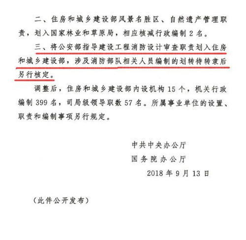 中辦國(guó)務(wù)院發(fā)布調(diào)整住建部職責(zé)機(jī)構(gòu)編制通知