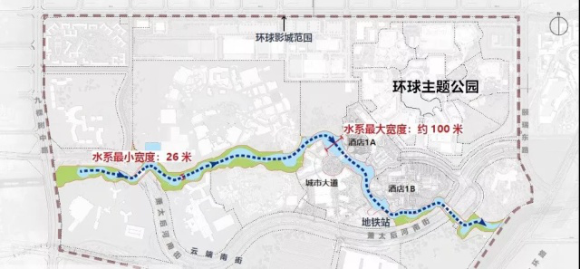 環(huán)球主題公園度假區(qū)將會(huì)有多美？景觀水系將現(xiàn)四區(qū)八景