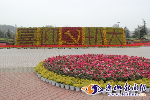 樂(lè)山廣場(chǎng)巨型“花塑”